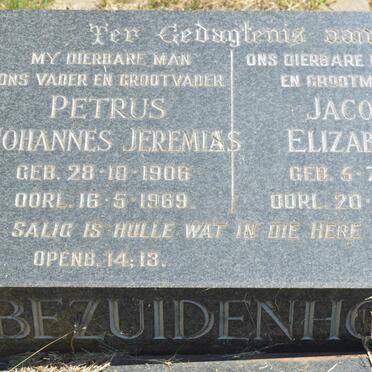 BEZUIDENHOUT Petrus Johannes Jeremias 1906-1969 &amp; Jacoba Elizabeth 1905-1989