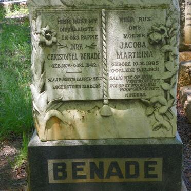 BENADÉ Dirk Christoffel 1876-1942 &amp; Jacoba Marthina 1885-1951