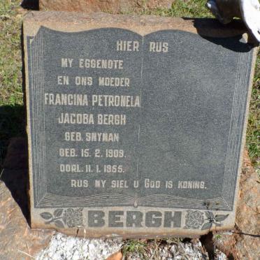 BERGH Francina Petronela Jacoba nee SNYMAN 1909-1955