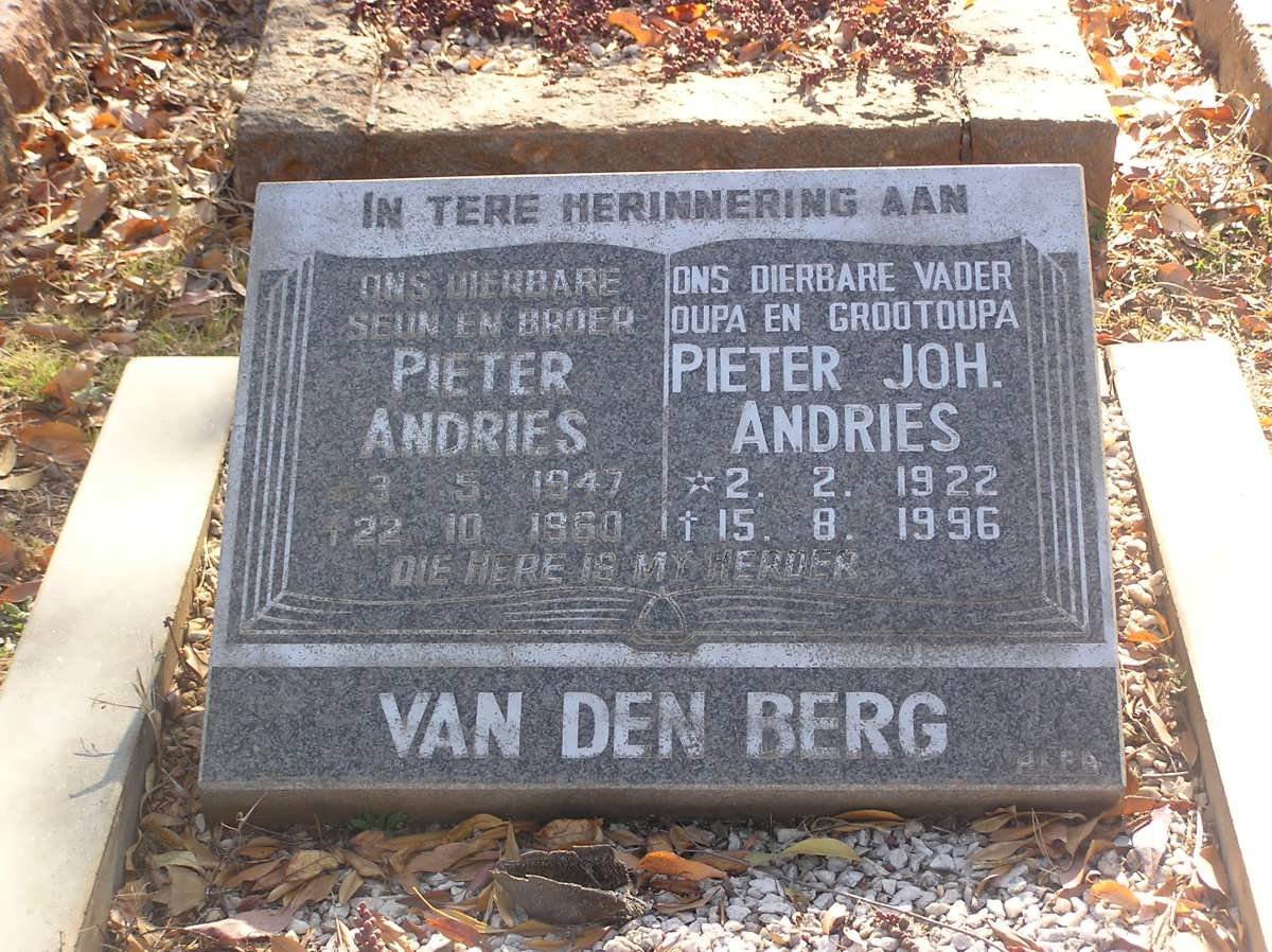 BERG Pieter Joh. Andries, van den 1922-1996 :: VAN DEN BERG Pieter Andries 1947-1960