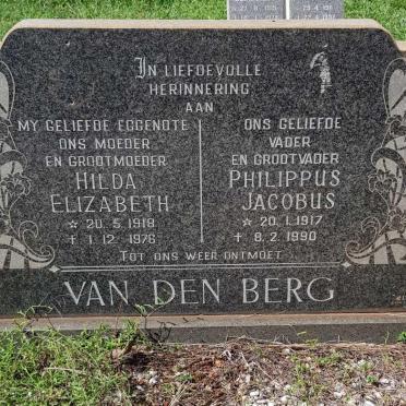 BERG Philippus Jacobus, van den 1917-1990 &amp; Hilda Elizabeth 1918-1976