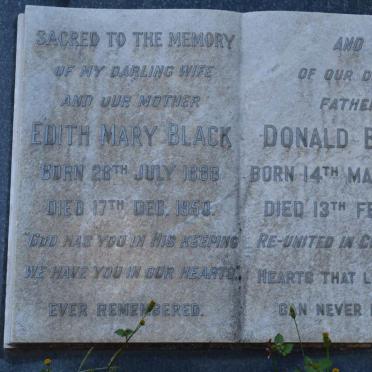 BLACK Donald 1882-1964 &amp; Edith Mary 1888-1950