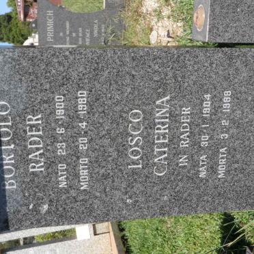 BORTOLO Rader 1900-1980 &amp; Losco Caterina 1904-1989