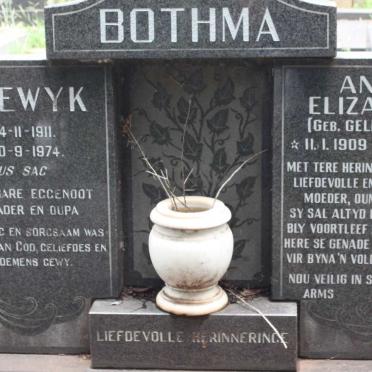 BOTHMA Lodewyk 1911-1974 &amp; Anna Elizabeth GELDERBLOM 1909-2009