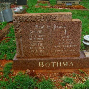 BOTHMA Bottie 1894-1952 &amp; Gertie 1900-1964 :: BOTHMA Carl 1922-1948