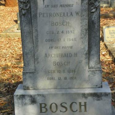 BOSCH Archiebald H. 1886-1951 &amp; Petronella W. 1892-1945