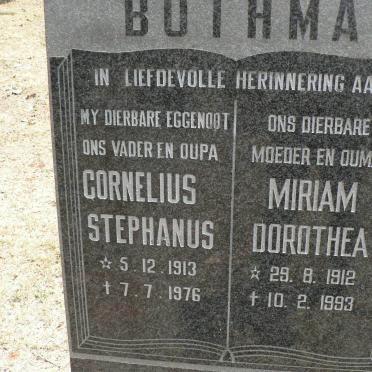 BOTHMA Cornelius Stephanus 1913-1976 &amp; Miriam Dorothea 1912-1993
