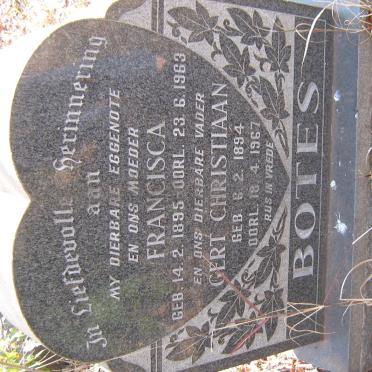 BOTES Gert Christiaan 1894-1967 &amp; Francisca 1895-1963