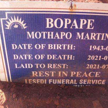 BOPAPE Mothapo Martin 1943-2021