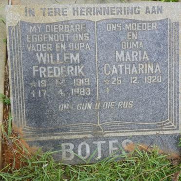 BOTES Willem Frederik 1919-1983 &amp; Maria Catharina 1920-