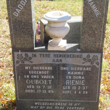 BOOYSEN Ouboet 1931-1969 &amp; Rienie 1937-2004