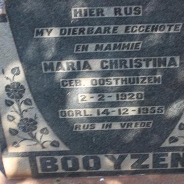 BOOYZEN Maria Christina nee OOSTHUIZEN 1920-1955