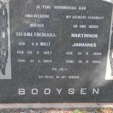 BOOYSEN Marthinus Johannes 1888-1965 &amp; Salomé Frederika V.D. WALT 1887-1969