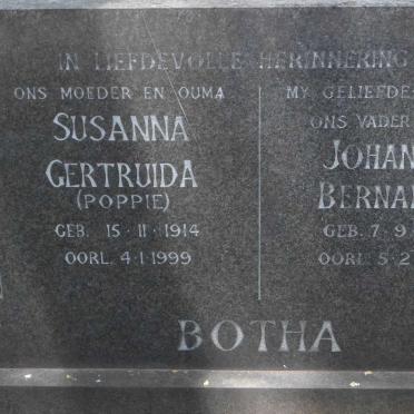 BOTHA Johannes Bernardus 1908-1974 &amp; Susanna Gertruida 1914-1999