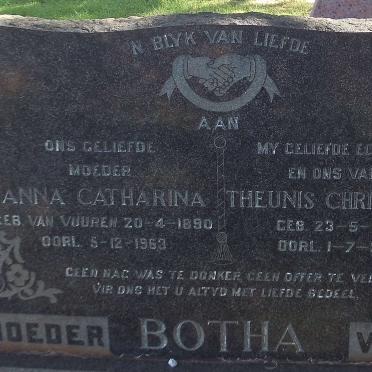 BOTHA Theunis Christoffel 1885-1958 &amp; Anna Catharina VAN VUUREN 1890-1963