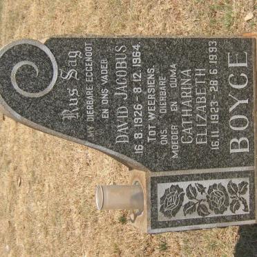 BOYCE David Jacobus 1926-1964 &amp; Catharina Elizabeth 1923-1993
