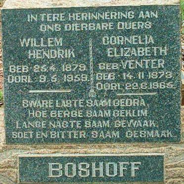 BOSHOFF Willem Hendrik 1879-1959 &amp; Cornelia Elizabeth VENTER 1873-1965