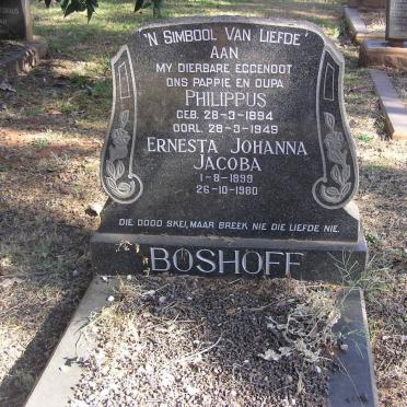 BOSHOFF Philippus 1894-1949 &amp; Ernesta Johanna Jacoba 1899-1980