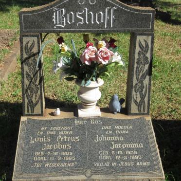 BOSHOFF Louis Petrus Jacobus 1905-1965 &amp; Johanna Jacomina 1909-1990