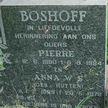BOSHOFF Pierre 1890-1984 &amp; Anna W.S. HUTTEN 1889-1978