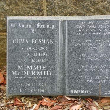BOSMAN Ouma 903-1998 :: MCDERMID Mimmie nee BOSMAN 1924-2000