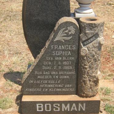 BOSMAN Frances Sophia nee VAN BLERK 1907-1969