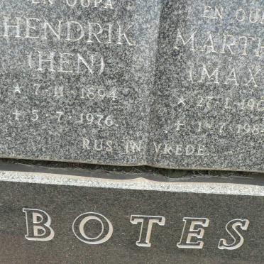 BOTES Hendrik 1894-1976 &amp; Martha 1906-1984