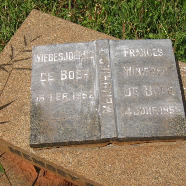 BOER Wiebesjoerds, de -1952 &amp; Frances Winifred -1955
