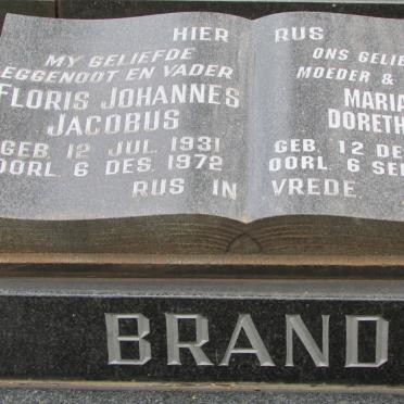 BRAND Floris Johannes Jacobus 1931-1972 &amp; Maria Dorethia 1932-2016
