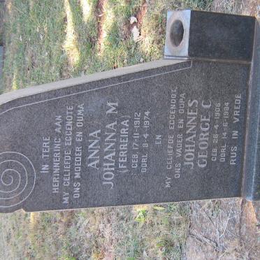 BRANDERS Johannes George C. 1906-1984 &amp; Anna Johanna M. FERREIRA 1912-1974