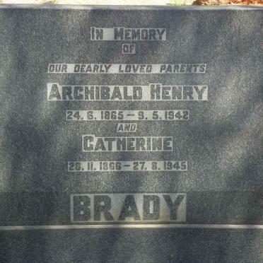 BRADY Archibald Henry 1865-1942 &amp; Catherine 1866-1945