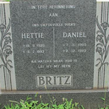 BRITZ Daniel 1905-1983 &amp; Hettie 1920-1993