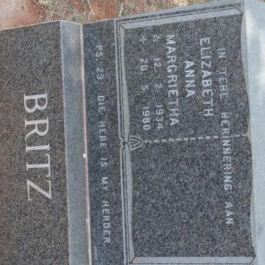 BRITZ Elizabeth Anna Margrietha 1934-1980
