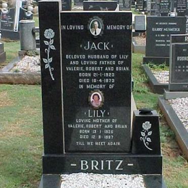 BRITZ Jack 1923-1973 &amp; Lily 1925-1997