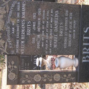 BRITS Willem Hermanus Johannes 1913-1960 &amp; Mabel Danielina 1916-1976