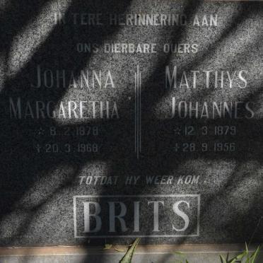 BRITS Matthys Johannes 1879-1956 &amp; Johanna Margaretha 1878-1968