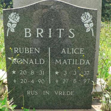BRITS Ruben Ronald 1931-1990 &amp; Alice Matilda 1937-1997