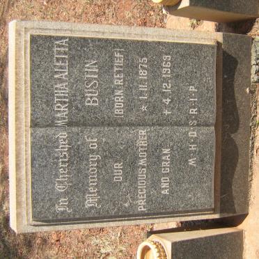 BUSTIN Martha Aletta nee RETIEF 1875-1969