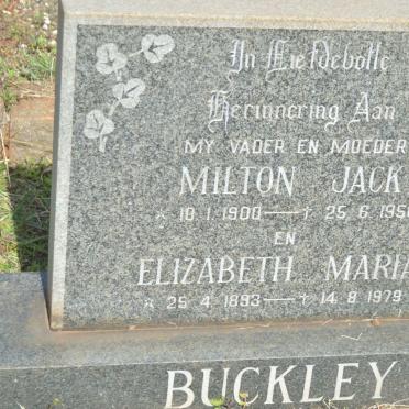 BUCKLEY Milton Jack 1900-1956 &amp; Elizabeth Maria 1893-1979