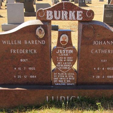 BURKE Willem Barend Frederick 1955-1984 &amp; Johanna Catherina 1933-1985 :: LUDICK Justin 1987-1994