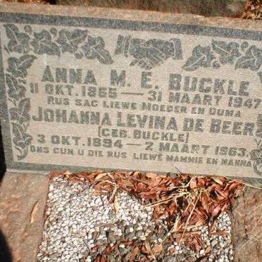 BUCKLE Anna M.E. 1865-1947 :: DE BEER Johanna Levina nee BUCKLE 1894-1963