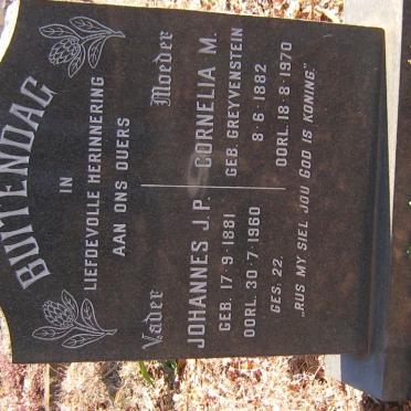 BUITENDAG Johannes J.P. 1881-1960 &amp; Cornelia M. GREYVENSTEIN 1882-1970
