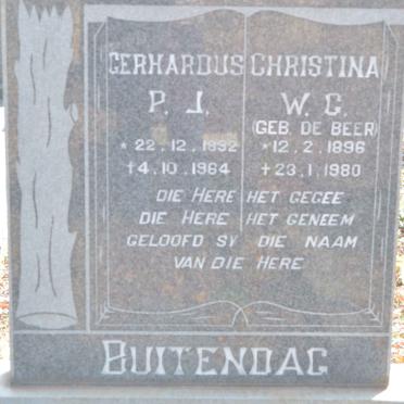 BUITENDAG P.J. 1892-1964 &amp; W.G. DE BEER 1896-1980