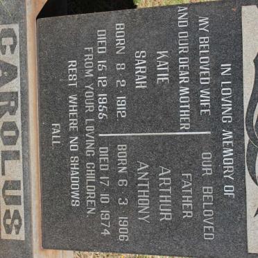 CAROLUS Arthur Anthony 1906-1974 &amp; Katie Sarah 1912-1955