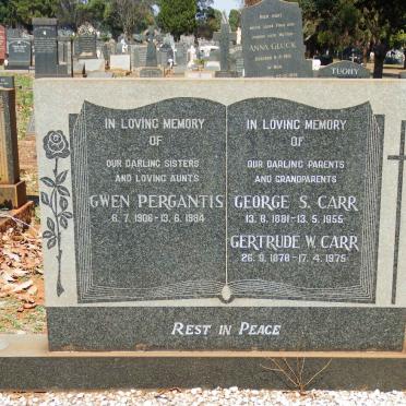 CARR George S. 1881-1955 &amp; Gertrude W. 1878-1975 :: PERGANTIS Gwen 1906-1984
