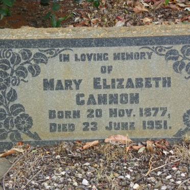 CANNON Mary Elizabeth 1877-1951