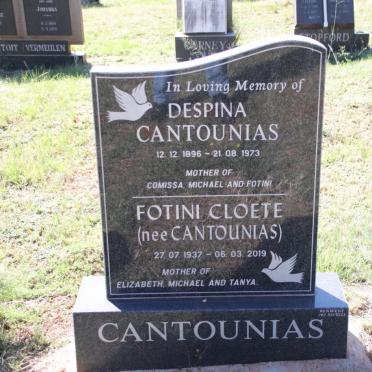 CANTOUNIAS Despina 1896-1973 :: CLOETE Fotini nee CANTOUNIAS 1937-2019