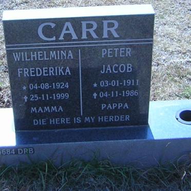 CARR Peter Jacob 1911-1986 &amp; Wilhelmina Frederika 1924-1999