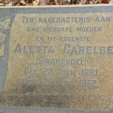 CARELSE Aletta nee SWANEPOEL 1881-1952