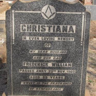 CHRISTIANA Frederick William -1960
